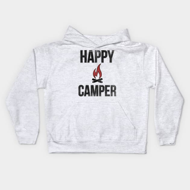 Distressed Happy Camper Camping Campfire Kids Hoodie by charlescheshire